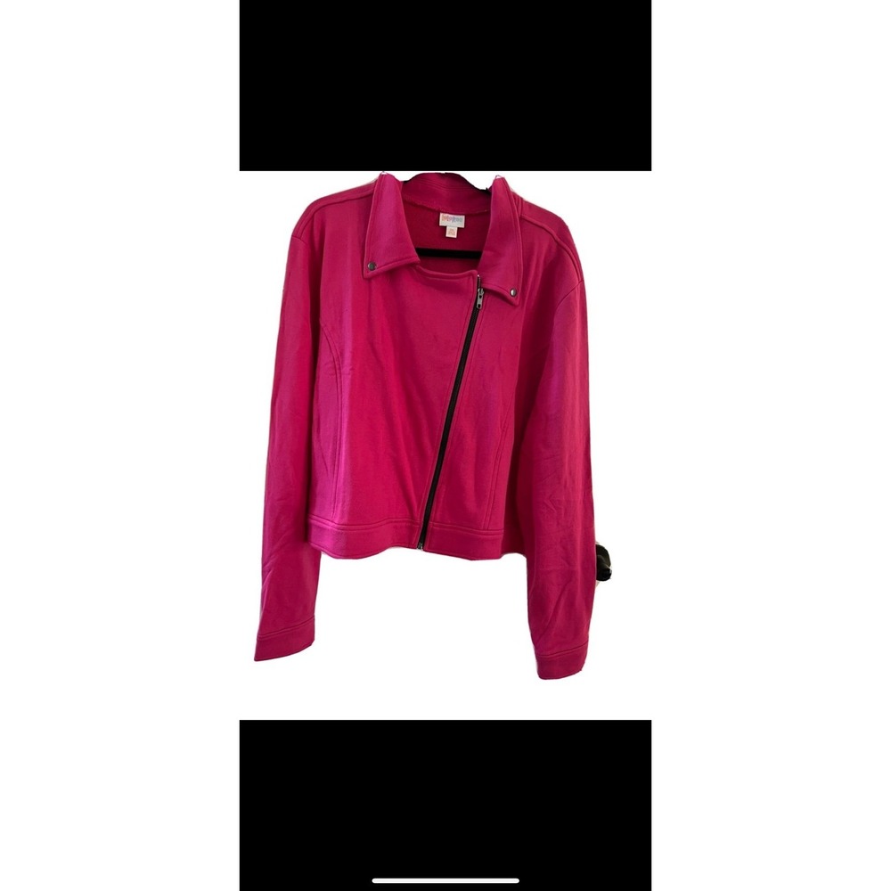 LULAROE PRESLEY JACKET NWT 3XL Hot Pink Full Zip Moto Jacket